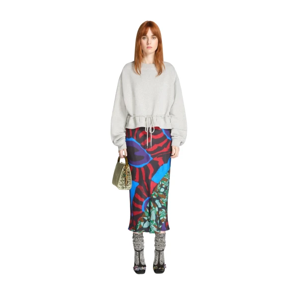 Cropped sweatshirt in Grey Melange - Image 2