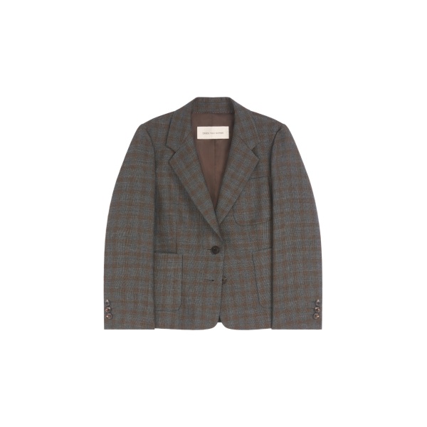Dries Van Noten Cropped wool blazer in Brown | Jackets | Coveti