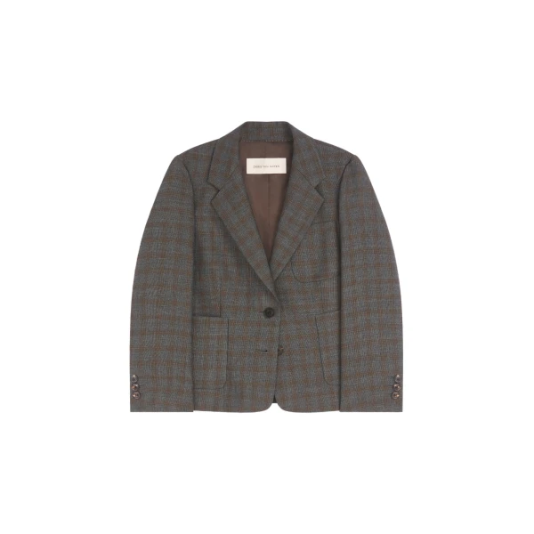 Dries Van Noten Cropped wool blazer in Brown | Jackets | Coveti