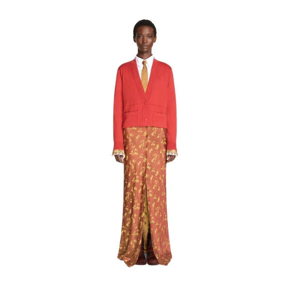 Cropped wool cardigan in Brique - Image 2