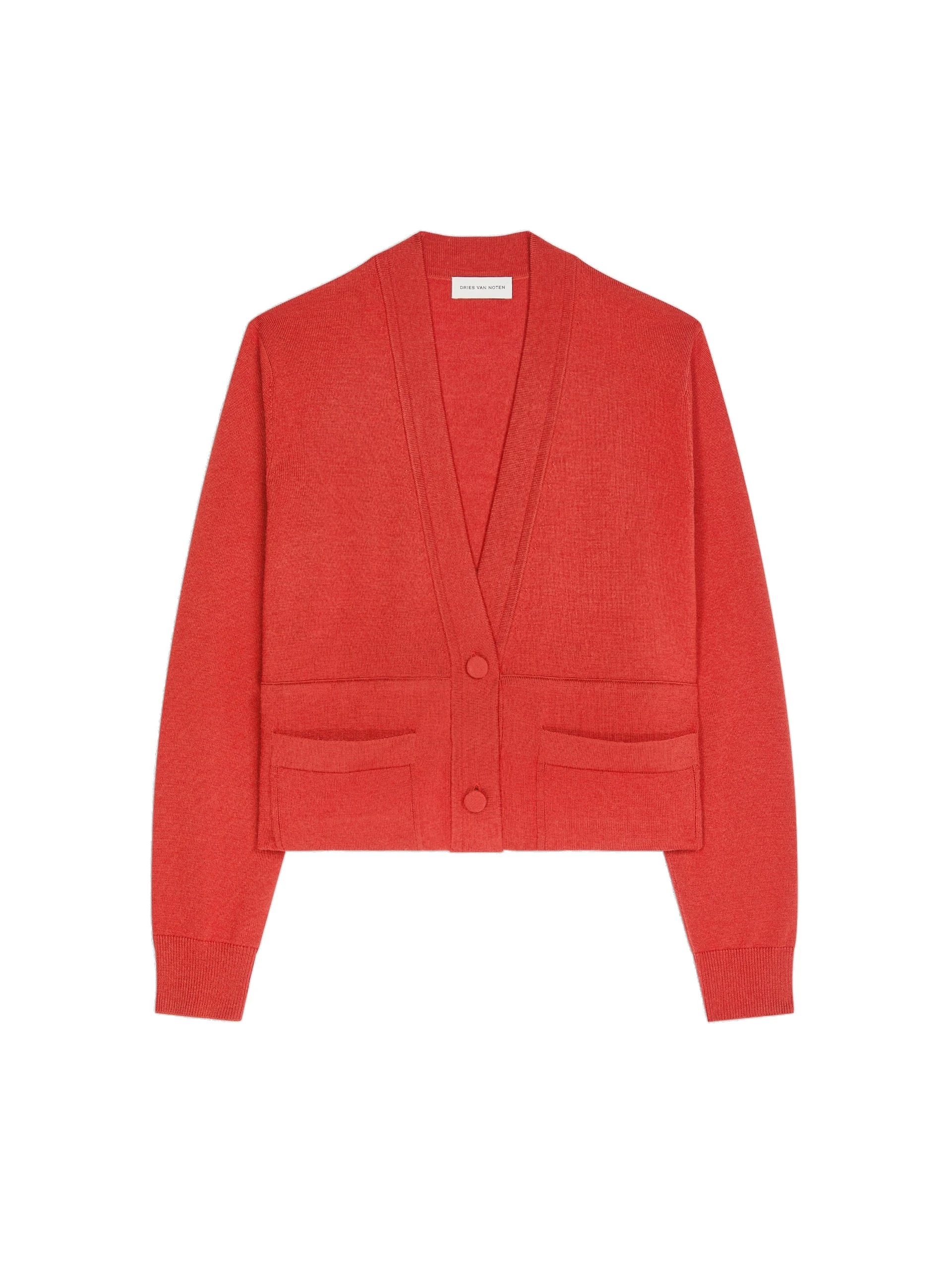 Dries Van Noten Cropped wool cardigan in Brique | Knitwear | Coveti Dries Van Noten Cropped wool cardigan in Brique | Knitwear | Coveti