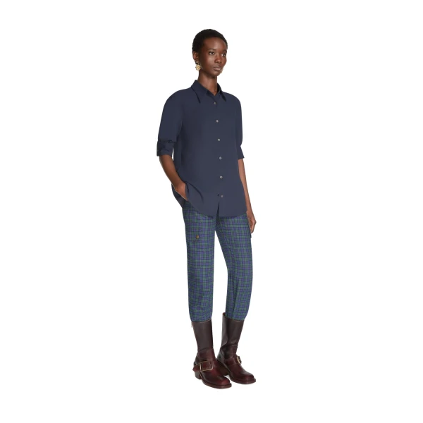 Cuffed crepe shirt in Navy - Image 3