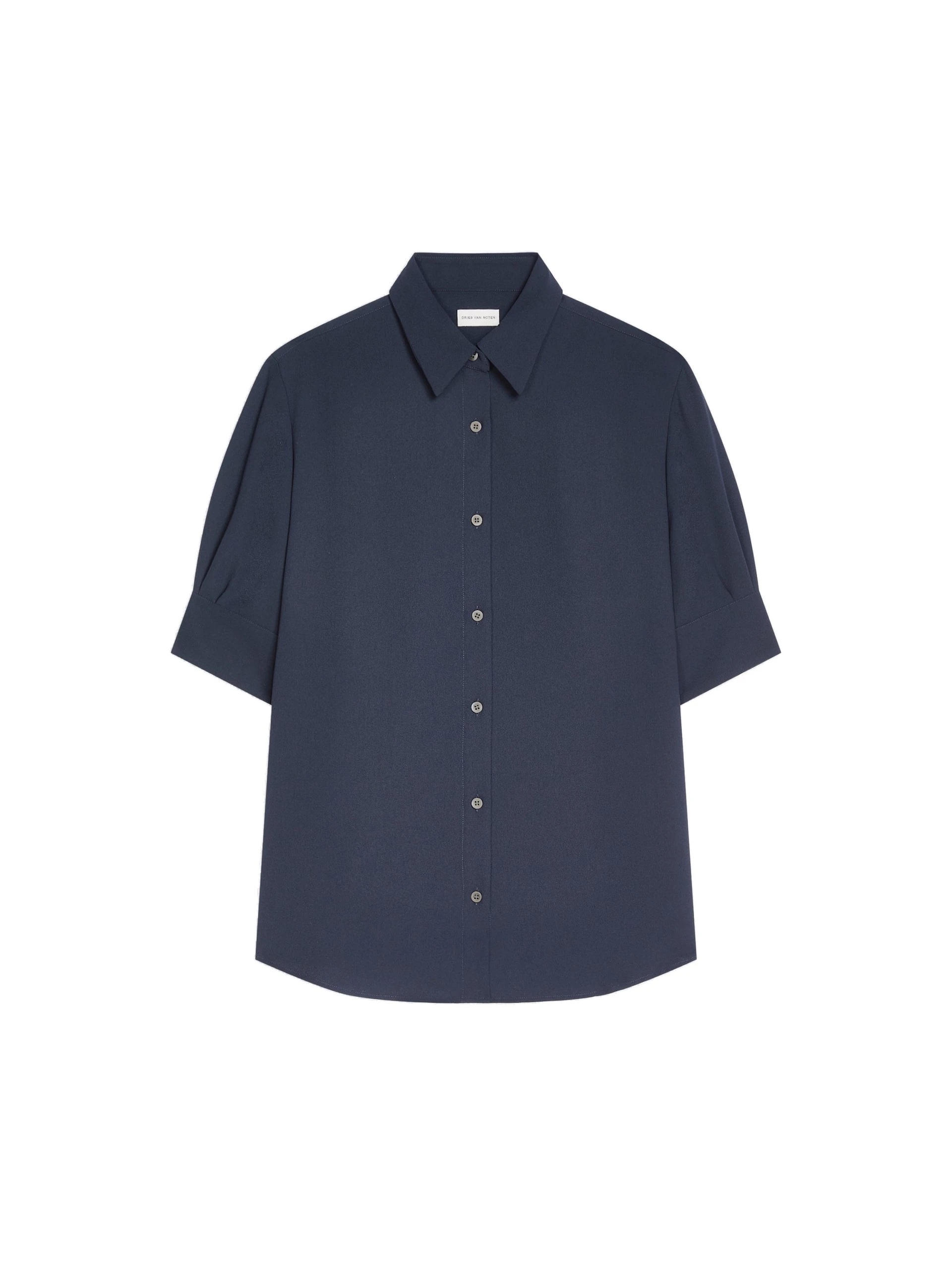 Dries Van Noten Cuffed crepe shirt in Navy | Tops | Coveti Dries Van Noten Cuffed crepe shirt in Navy | Tops | Coveti