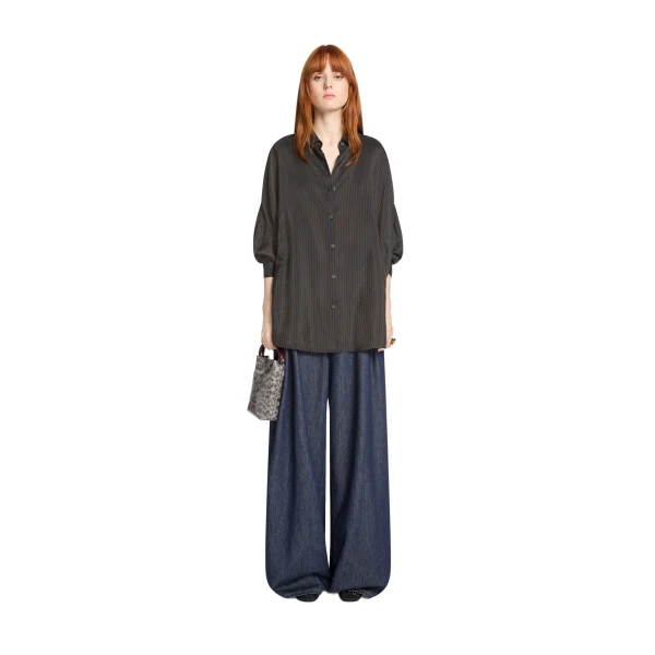 Cupro cocoon shirt in Dark Brown - Image 2