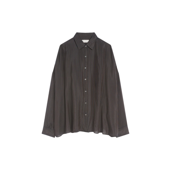 Dries Van Noten Cupro cocoon shirt in Dark Brown | Tops | Coveti