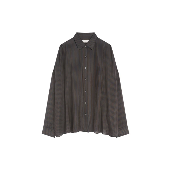 Dries Van Noten Cupro cocoon shirt in Dark Brown | Tops | Coveti
