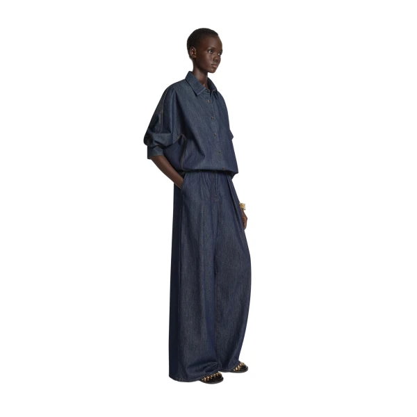 Denim cocoon shirt in Indigo - Image 3