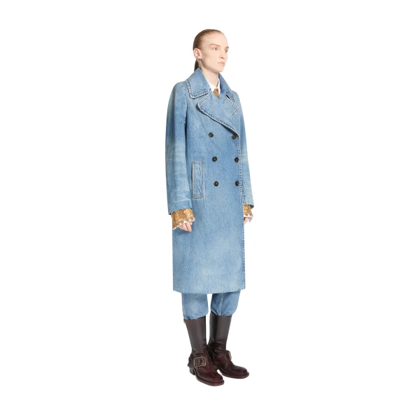 Double breasted denim coat in Blue - Image 3