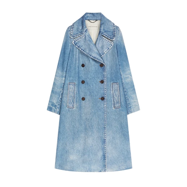 Dries Van Noten Double breasted denim coat in Blue | Coats | Coveti