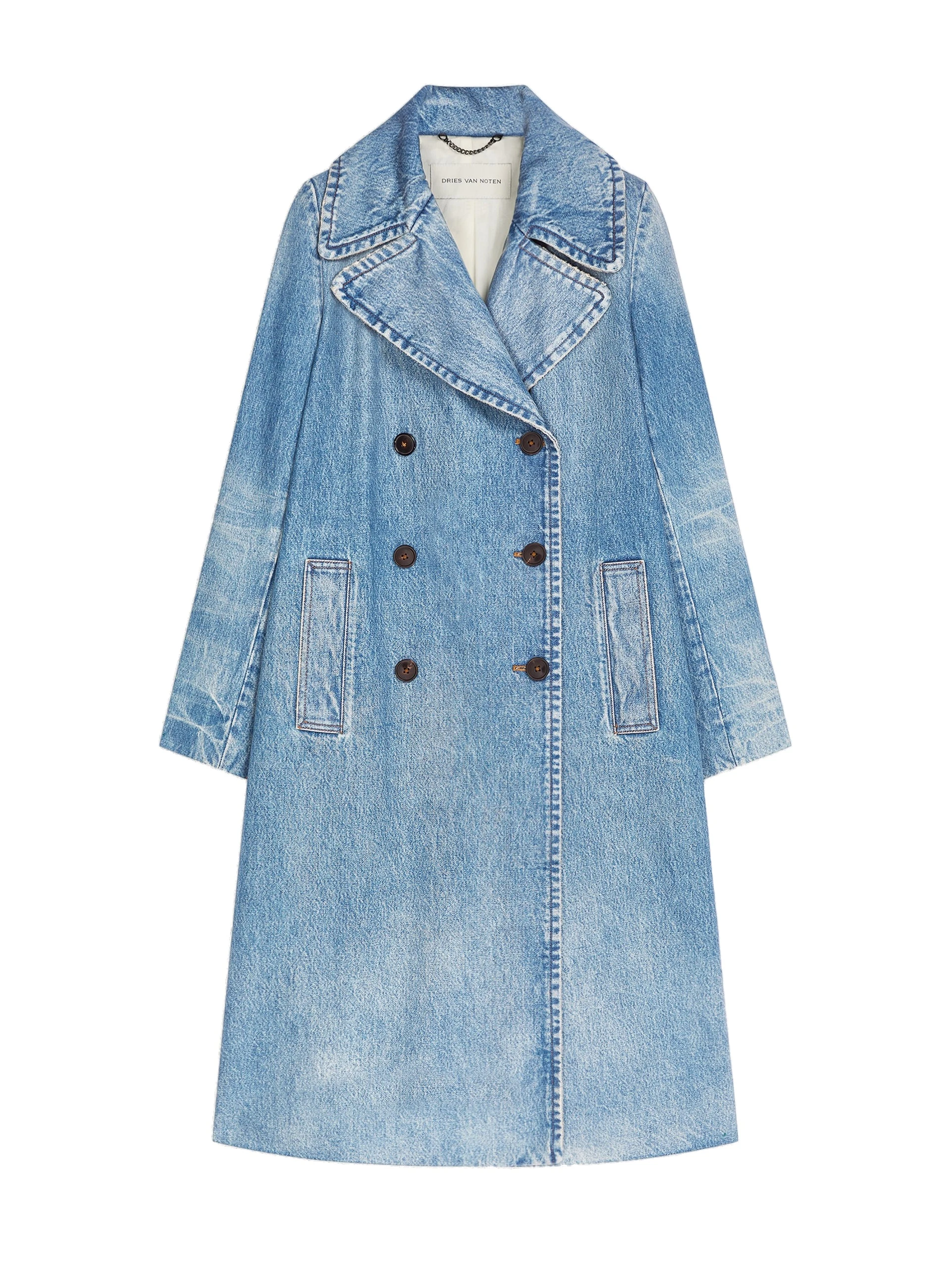 Dries Van Noten Double breasted denim coat in Blue | Coats | Coveti Dries Van Noten Double breasted denim coat in Blue | Coats | Coveti