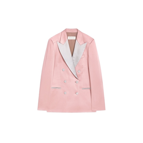 Dries Van Noten Double breasted tuxedo blazer in Old Rose | Jackets | Coveti