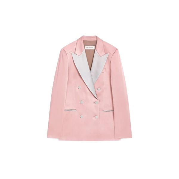 Dries Van Noten Double breasted tuxedo blazer in Old Rose | Jackets | Coveti