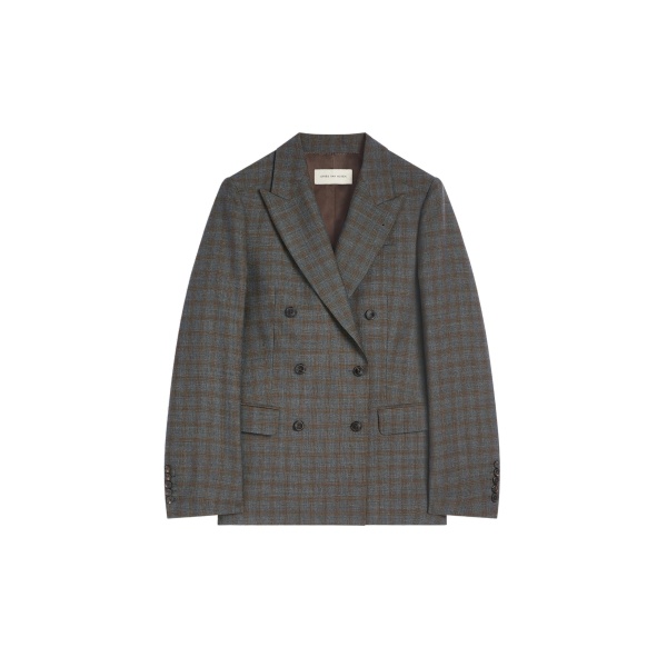 Dries Van Noten Double breasted wool blazer in Brown | Jackets | Coveti