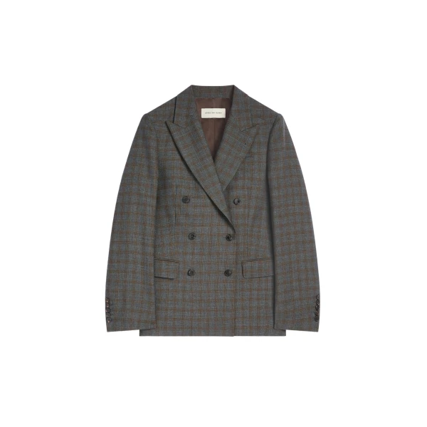 Dries Van Noten Double breasted wool blazer in Brown | Jackets | Coveti