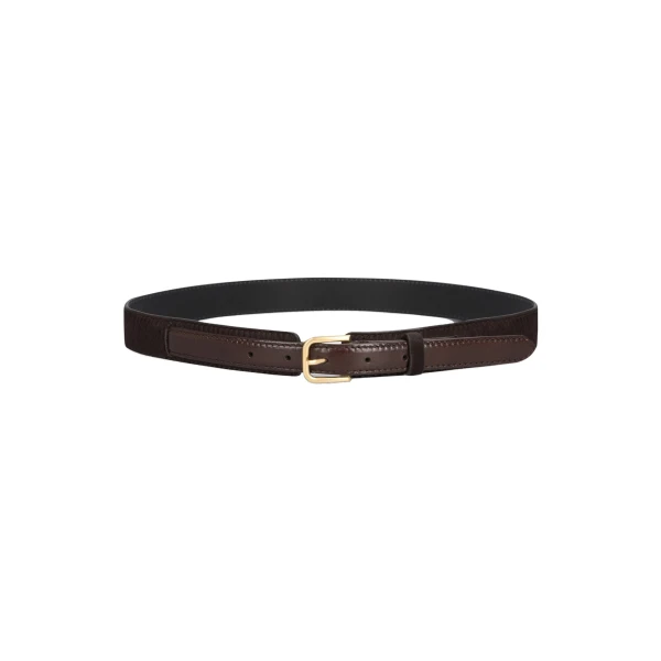 Double leather belt in Choco - Image 2