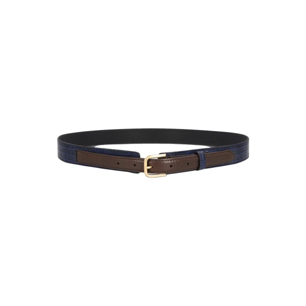 Double leather belt in Electric - Image 2