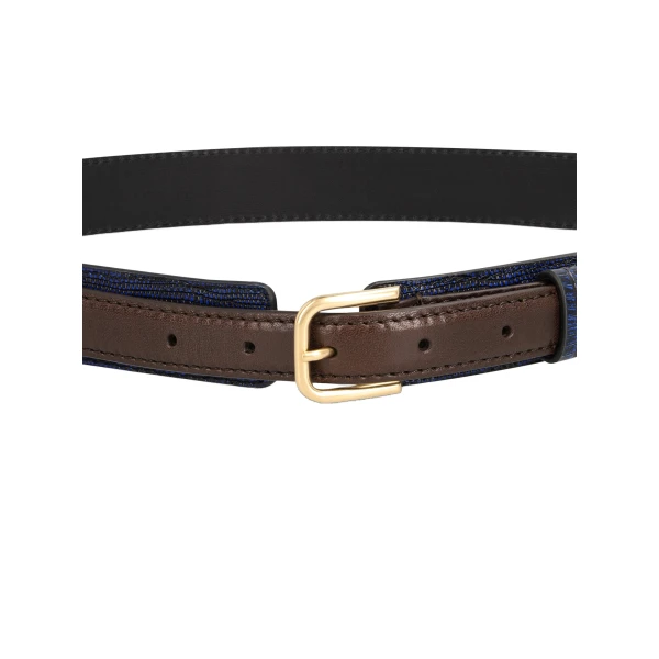 Double leather belt in Electric - Image 3