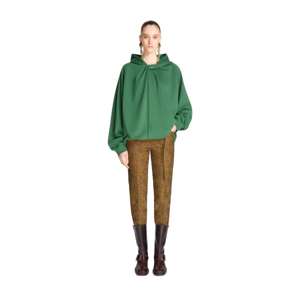 Draped cotton hoodie in Forest - Image 2