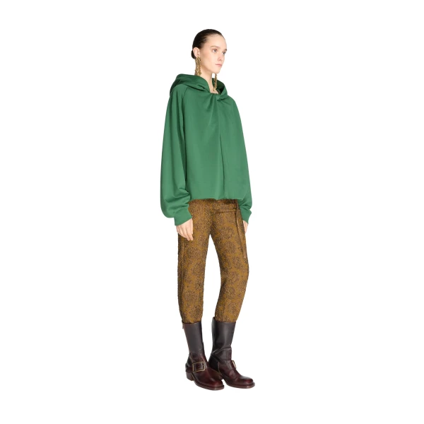 Draped cotton hoodie in Forest - Image 3