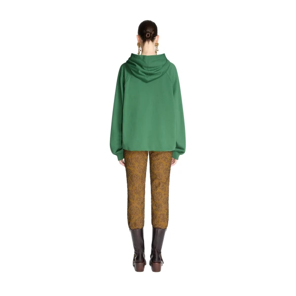 Draped cotton hoodie in Forest - Image 4