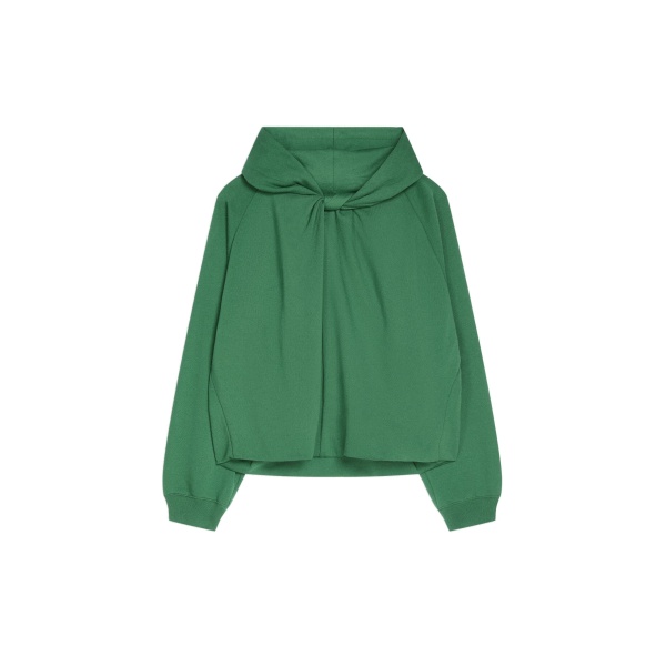 Dries Van Noten Draped cotton hoodie in Forest | Hoodies | Coveti