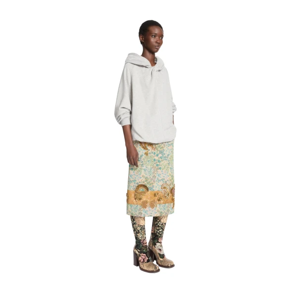 Draped cotton hoodie in Grey Melange - Image 3