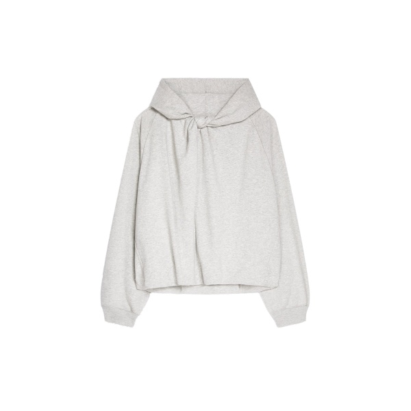 Dries Van Noten Draped cotton hoodie in Grey Melange | Hoodies | Coveti