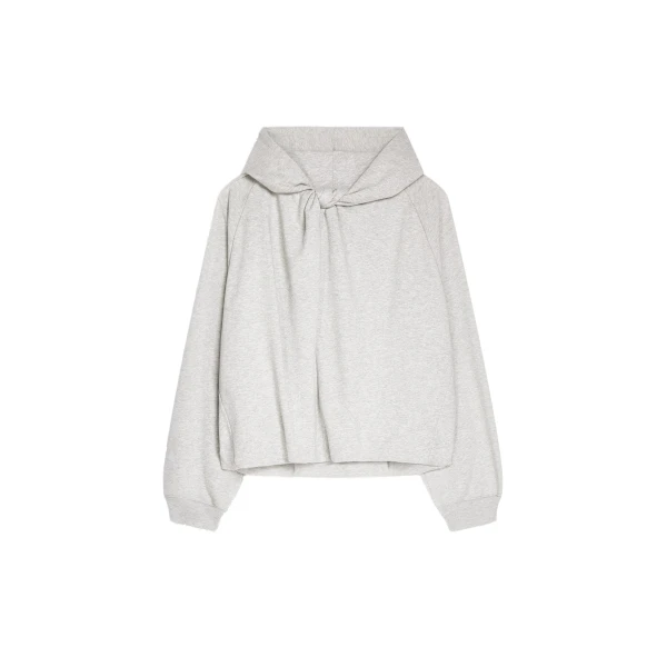 Dries Van Noten Draped cotton hoodie in Grey Melange | Hoodies | Coveti