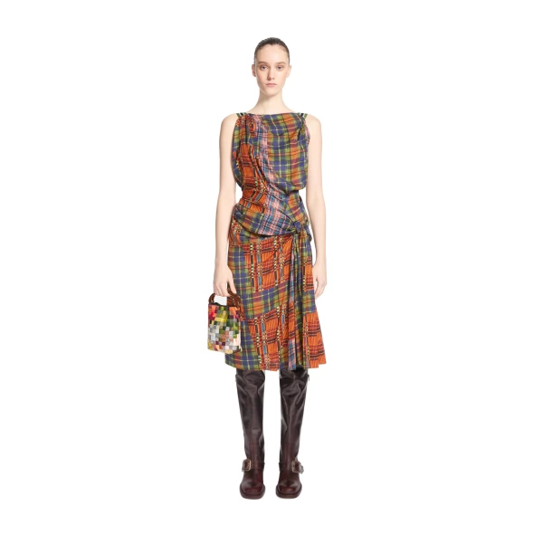 Draped viscose dress in Orange - Image 2