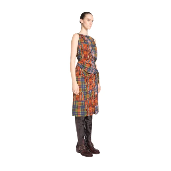 Draped viscose dress in Orange - Image 3