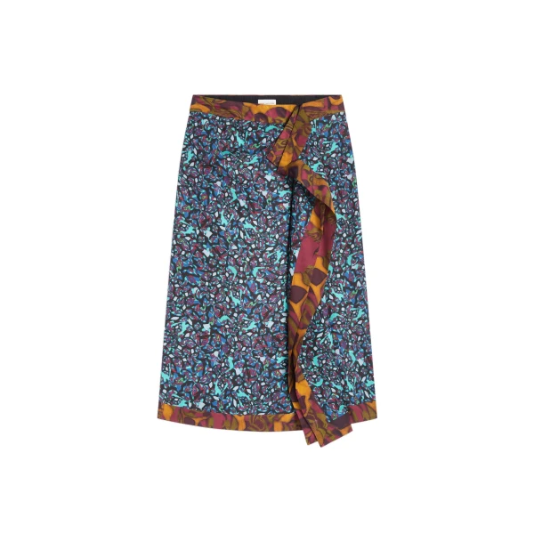 Dries Van Noten Draped viscose skirt in Petrol | Skirts | Coveti