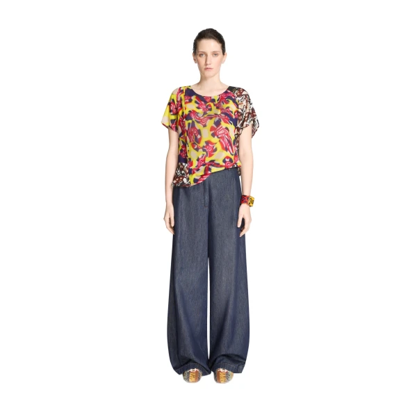 Draped viscose top in Purple - Image 2