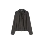 Dries Van Noten Drawstring cupro blouse in Dark Brown | Tops | Coveti
