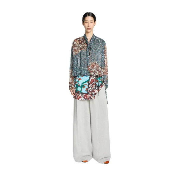 Drawstring silk blouse in Petrol - Image 2