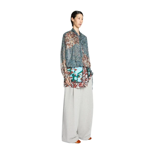 Drawstring silk blouse in Petrol - Image 3