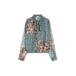 Dries Van Noten Drawstring silk blouse in Petrol | Tops | Coveti