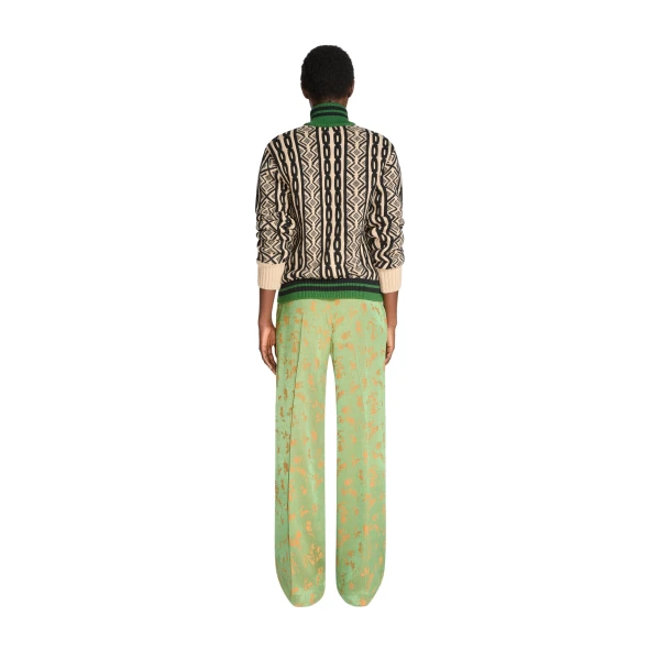 Elasticated jacquard pants in Light Green - Image 4