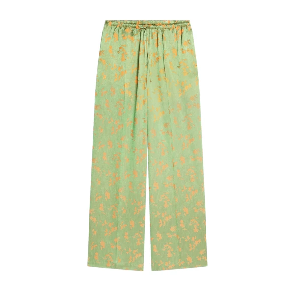 Elasticated jacquard pants in Light Green