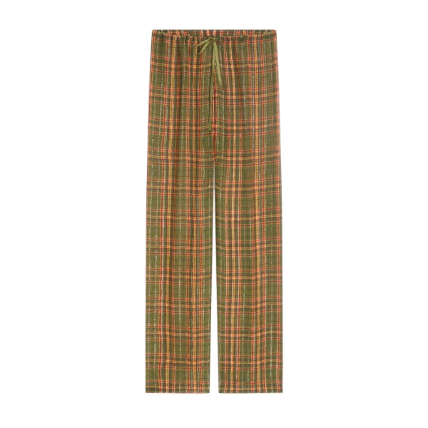 Dries Van Noten Elasticated lurex pants in Khaki | Pants | Coveti