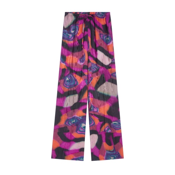 Dries Van Noten Elasticated moiré pants in Fuchsia | Pants | Coveti