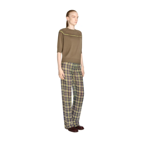 Elasticated pleated pants in Khaki - Image 3