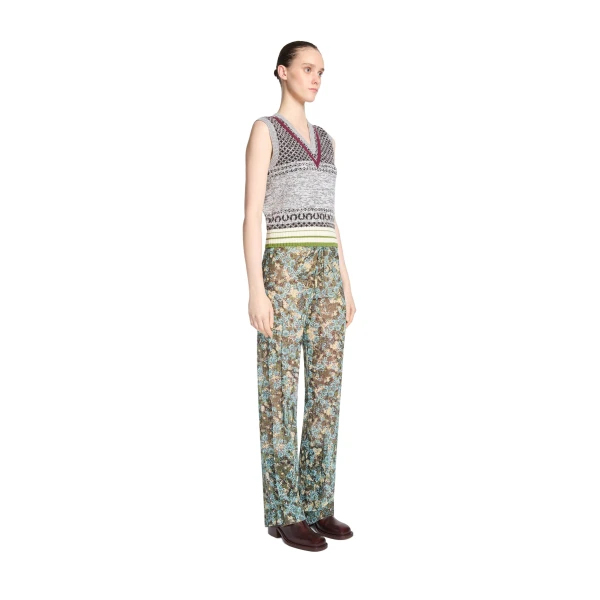 Elasticated pleated pants in Sky - Image 3