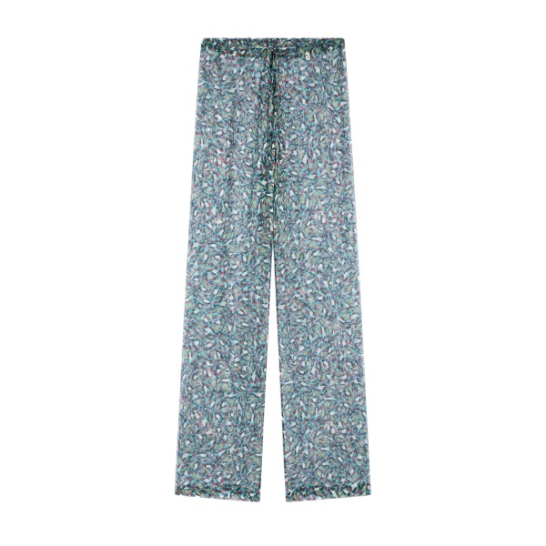 Dries Van Noten Elasticated silk pants in Petrol | Pants | Coveti