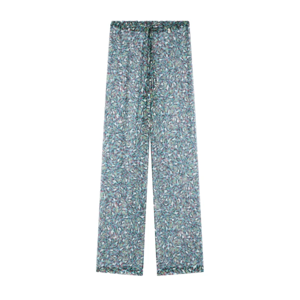 Dries Van Noten Elasticated silk pants in Petrol | Pants | Coveti