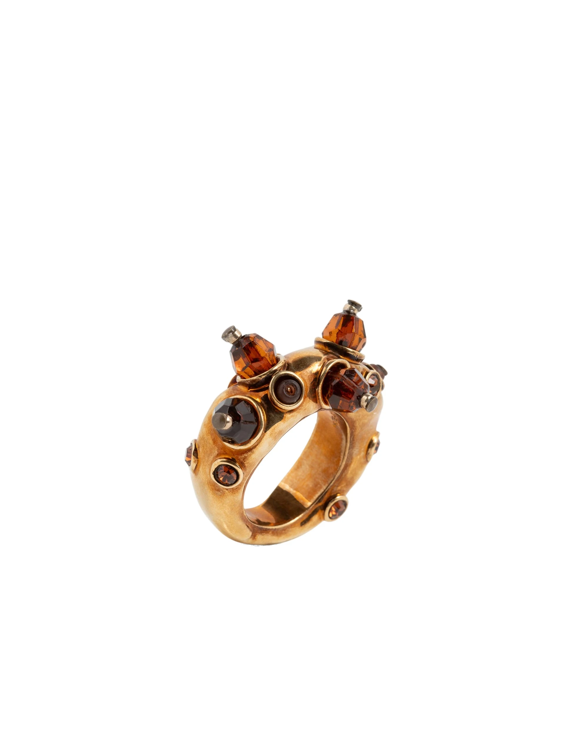 Dries Van Noten Embellished ring in Brown | Rings | Coveti Dries Van Noten Embellished ring in Brown