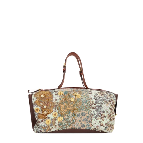 Embroidered East-West bag in Sky - Image 2