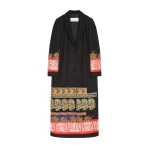 Dries Van Noten Embroidered ankle-length wool coat in Black | Coats | Coveti