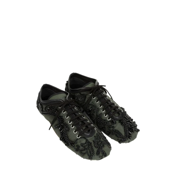 Embroidered ballerina sneakers in Bottle - Image 3