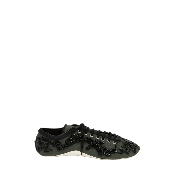 Dries Van Noten Embroidered ballerina sneakers in Bottle
