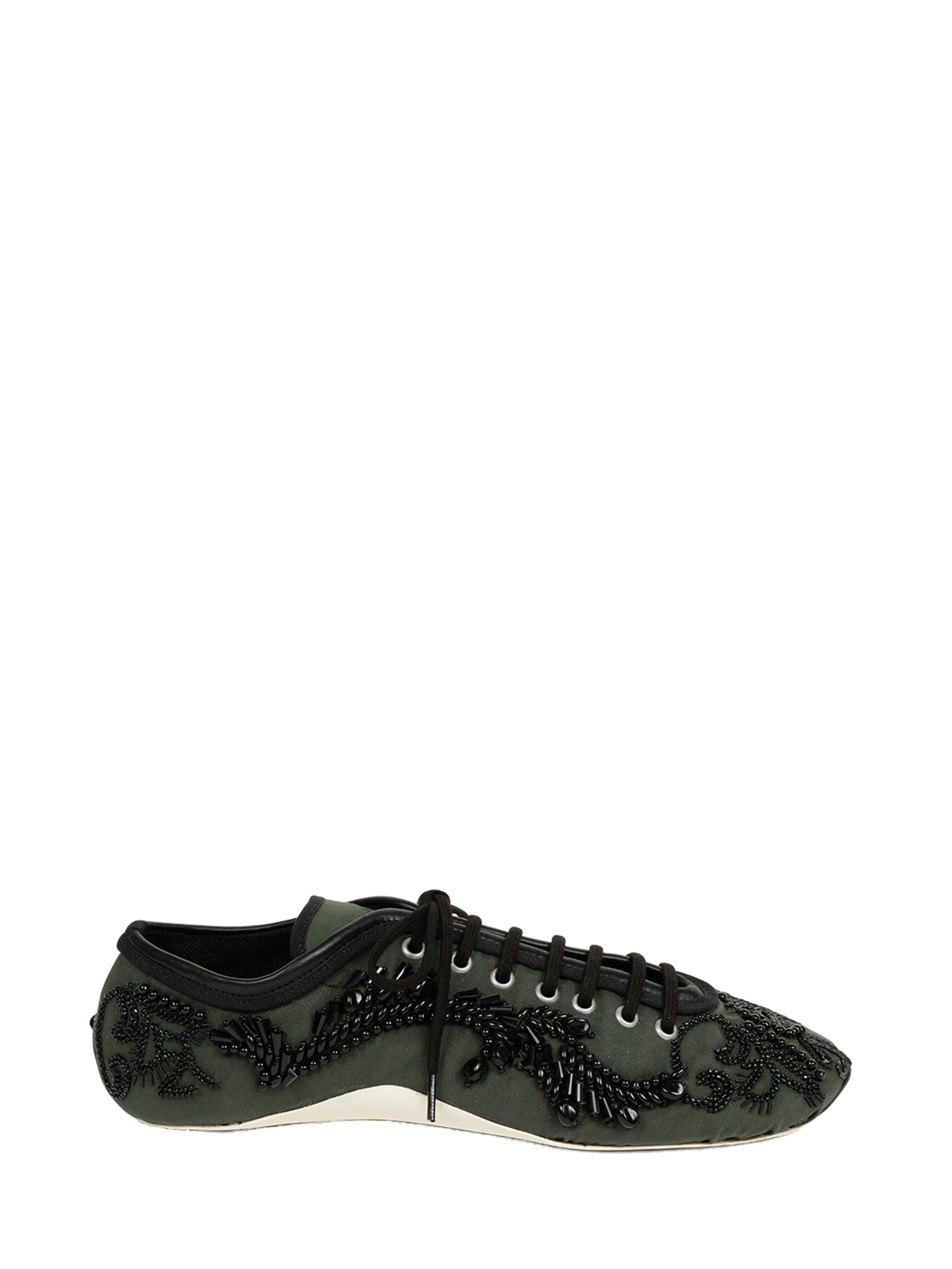Dries Van Noten Embroidered ballerina sneakers in Bottle | Sneakers | Coveti Dries Van Noten Embroidered ballerina sneakers in Bottle